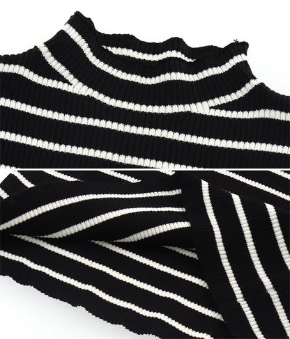 プチハイネックリブニットトップス 長袖