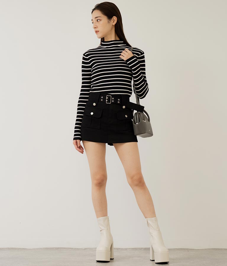 プチハイネック リブニット トップス 長袖 153-5480