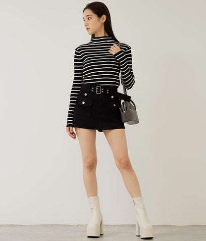 プチハイネック リブニット トップス 長袖 153-5480