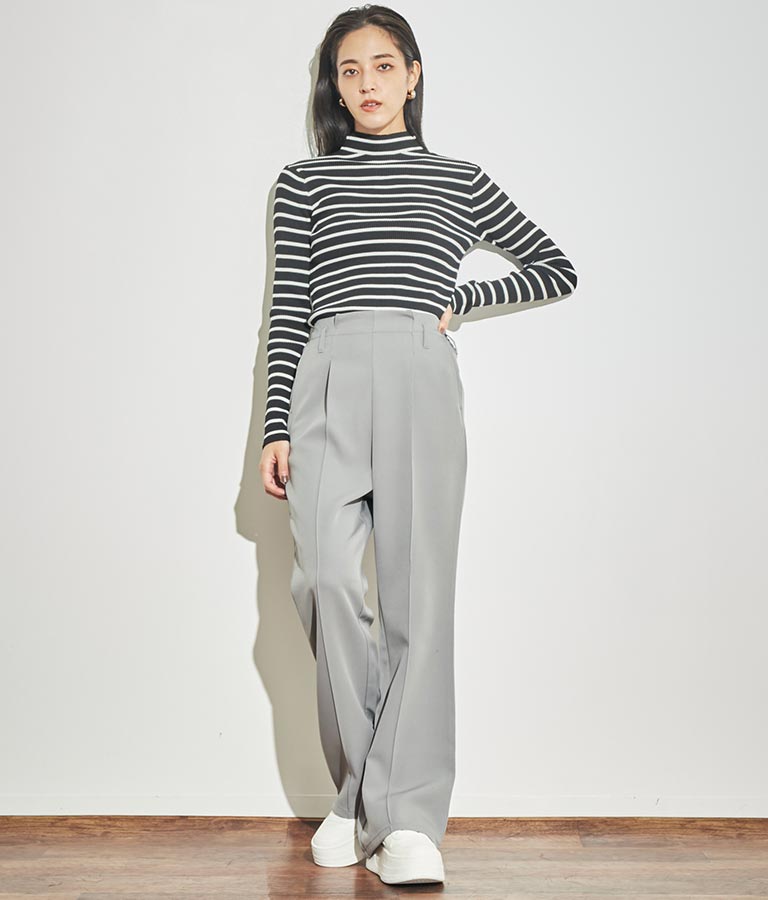 プチハイネック リブニット トップス 長袖 153-5480