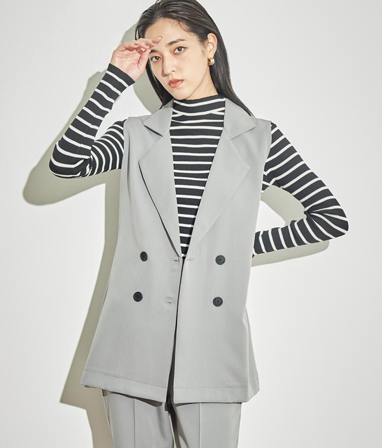 プチハイネック リブニット トップス 長袖 153-5480