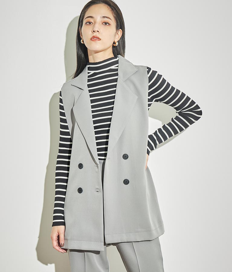 プチハイネック リブニット トップス 長袖 153-5480