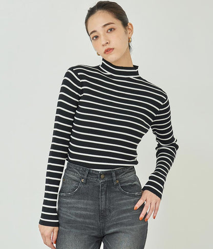 プチハイネック リブニット トップス 長袖 153-5480