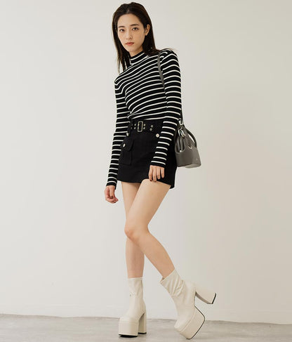 プチハイネック リブニット トップス 長袖 153-5480