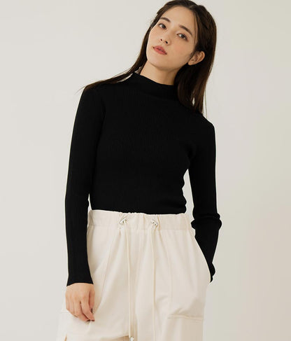 プチハイネック リブニット トップス 長袖 153-5480