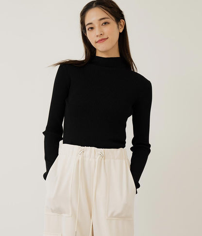 プチハイネック リブニット トップス 長袖 153-5480