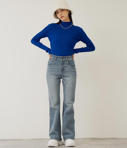 プチハイネック リブニット トップス 長袖 153-5480