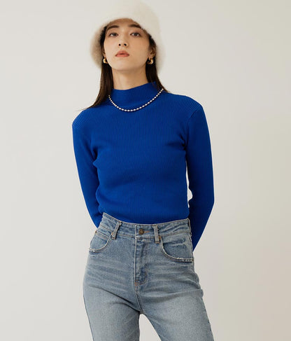 プチハイネック リブニット トップス 長袖 153-5480