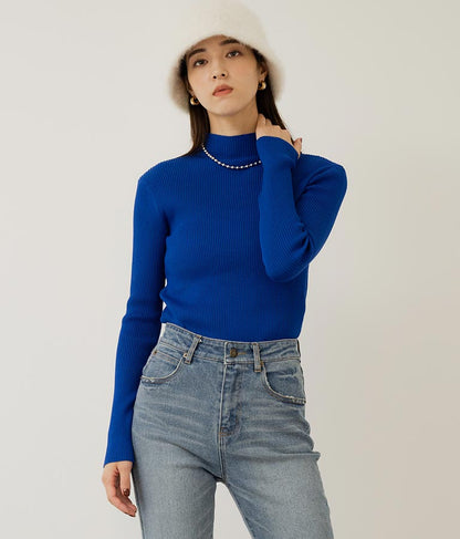 プチハイネック リブニット トップス 長袖 153-5480