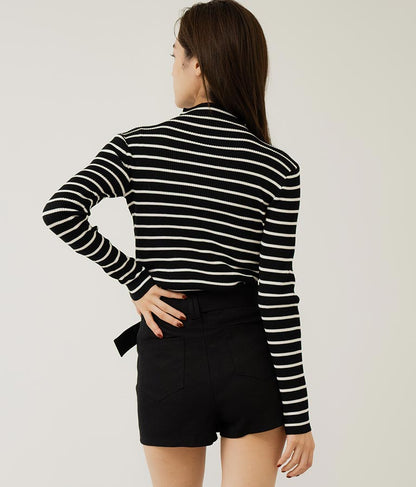 プチハイネック リブニット トップス 長袖 153-5480