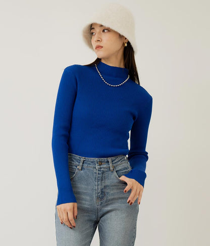 プチハイネック リブニット トップス 長袖 153-5480