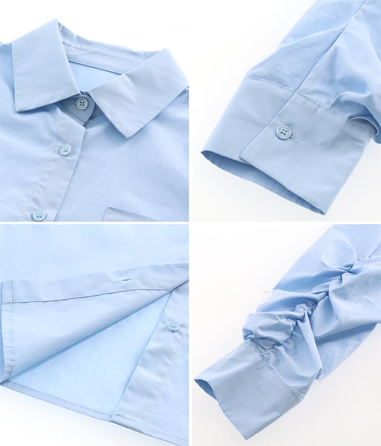 袖ギャザーデザインクロップドシャツ 154-5510