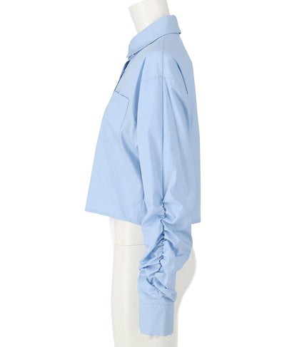 袖ギャザーデザインクロップドシャツ 154-5510