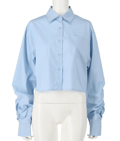 袖ギャザーデザインクロップドシャツ 154-5510