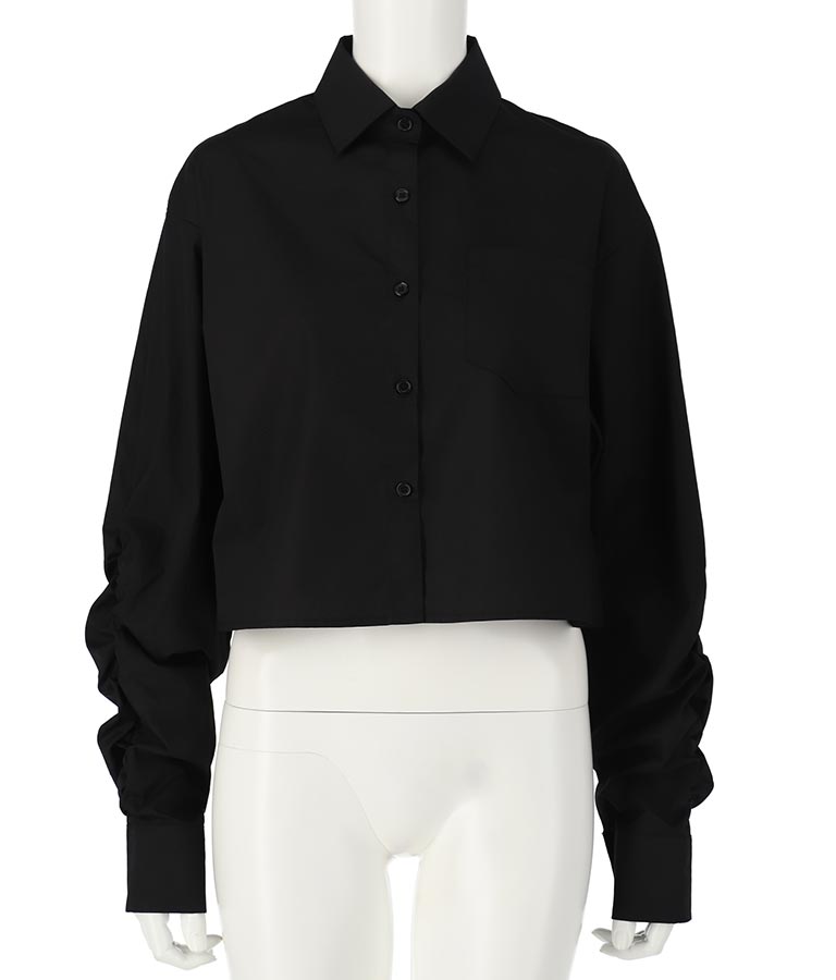 袖ギャザーデザインクロップドシャツ 154-5510