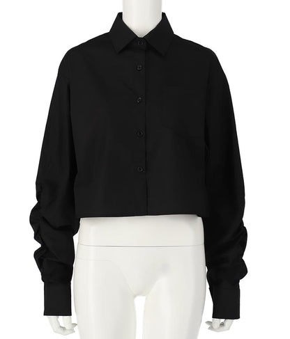 袖ギャザーデザインクロップドシャツ 154-5510