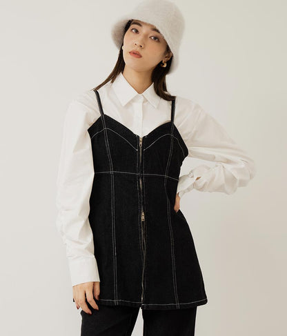 袖ギャザーデザインクロップドシャツ 154-5510