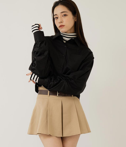 袖ギャザーデザインクロップドシャツ 154-5510