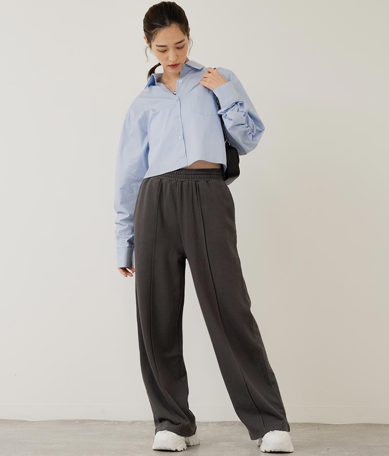 袖ギャザーデザインクロップドシャツ 154-5510