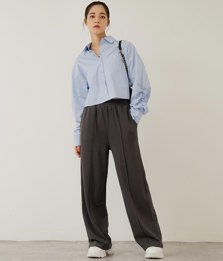 袖ギャザーデザインクロップドシャツ 154-5510