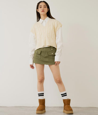 袖ギャザーデザインクロップドシャツ 154-5510