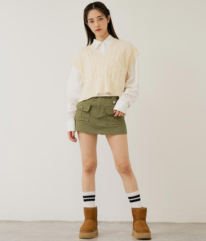 袖ギャザーデザインクロップドシャツ 154-5510
