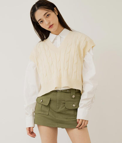 袖ギャザーデザインクロップドシャツ 154-5510