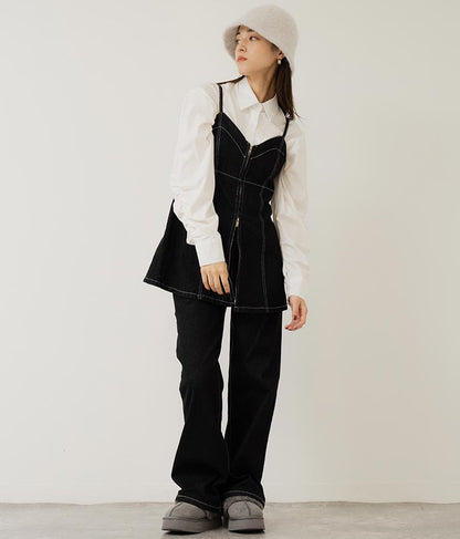 袖ギャザーデザインクロップドシャツ 154-5510