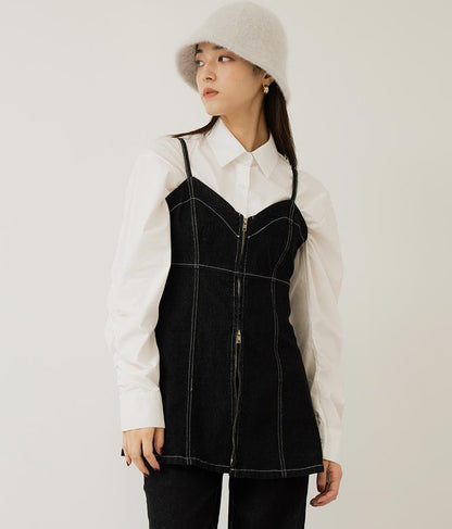 袖ギャザーデザインクロップドシャツ 154-5510