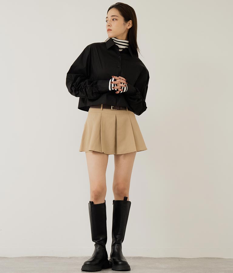 袖ギャザーデザインクロップドシャツ 154-5510