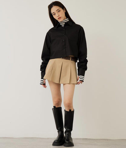 袖ギャザーデザインクロップドシャツ 154-5510