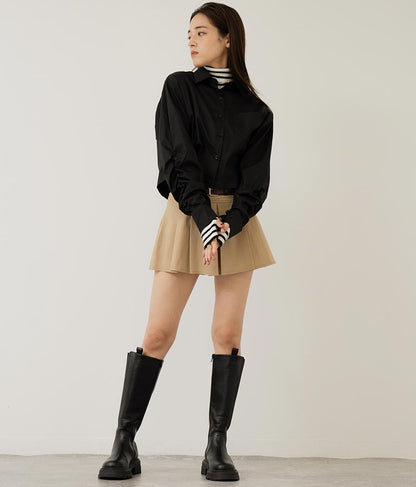 袖ギャザーデザインクロップドシャツ 154-5510