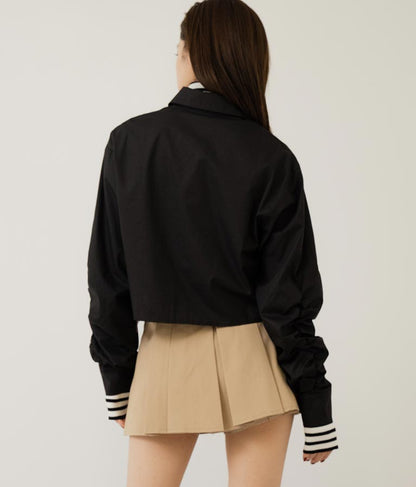 袖ギャザーデザインクロップドシャツ 154-5510