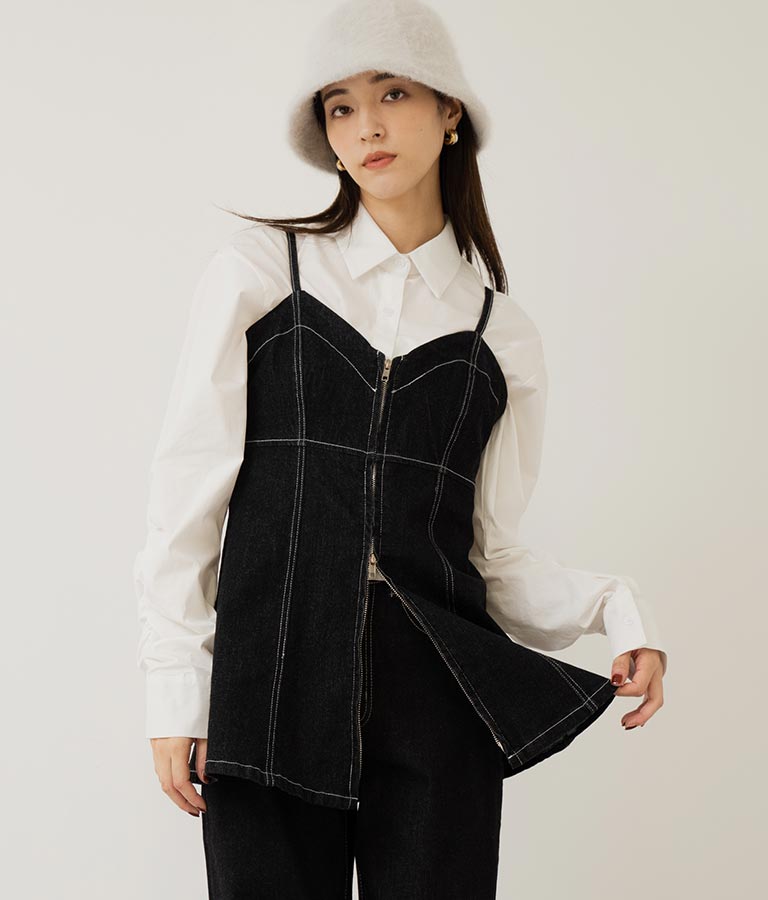 袖ギャザーデザインクロップドシャツ 154-5510