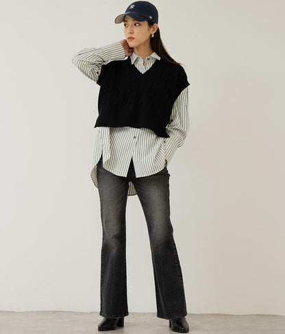 オープンスリーブ オーバー サイズシャツ 154-5505