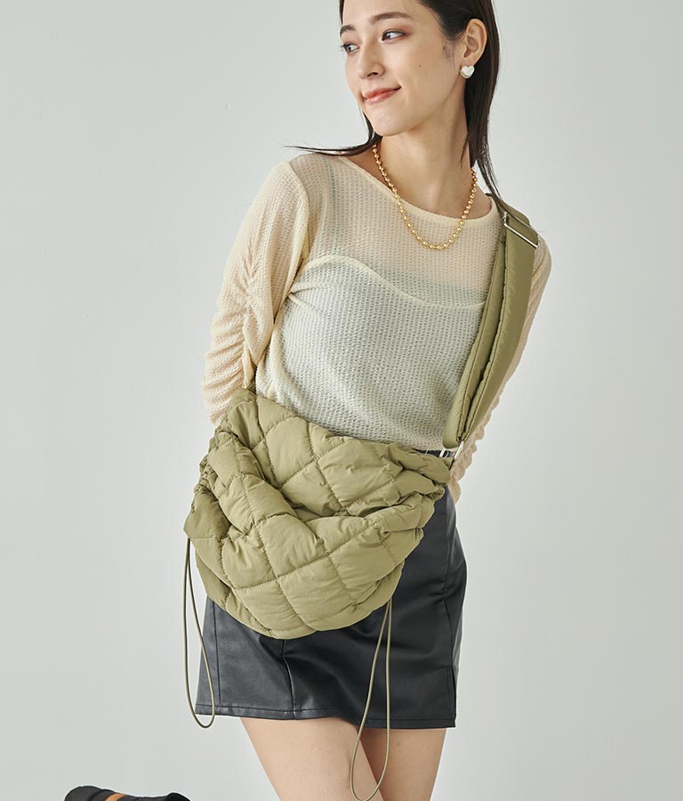 ナイロン キルティング サイド ドロスト ショルダー バッグ 159-5501