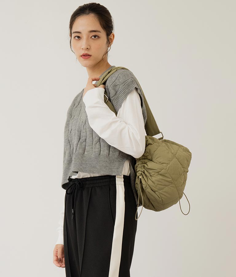ナイロン キルティング サイド ドロスト ショルダー バッグ 159-5501