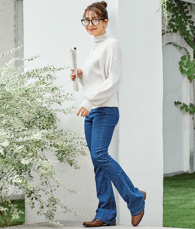 ストレッチ デニム フレアパンツ 552-5814