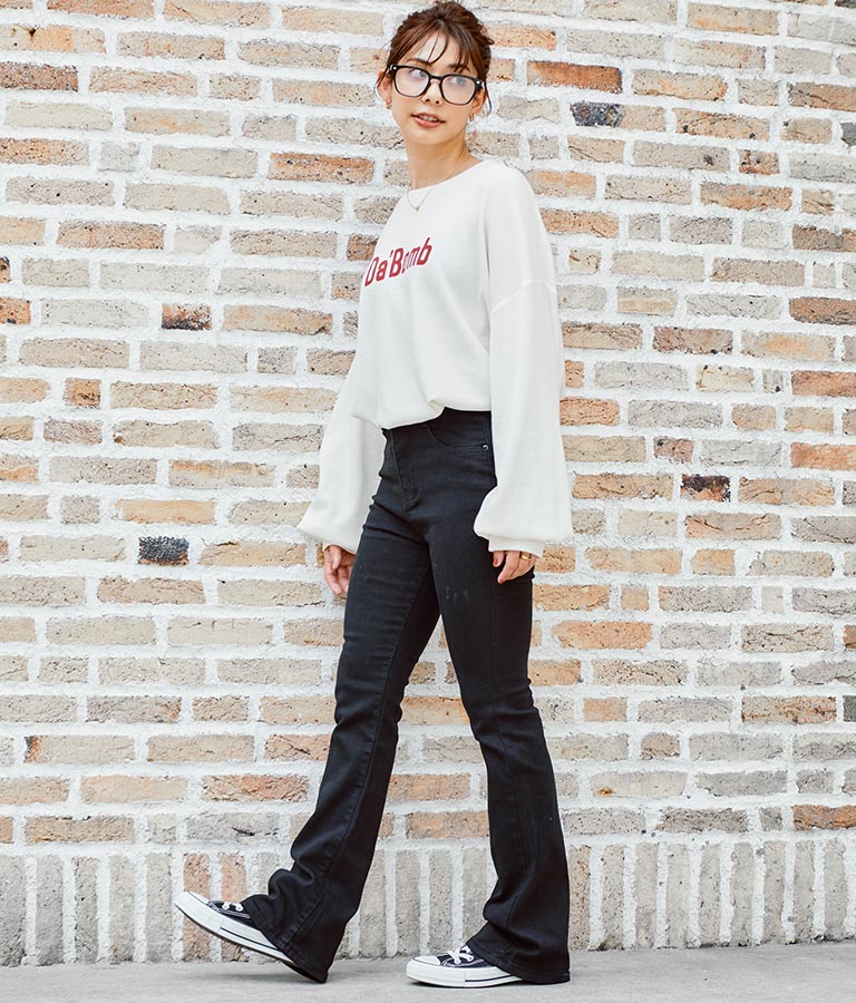 ストレッチ デニム フレアパンツ 552-5814