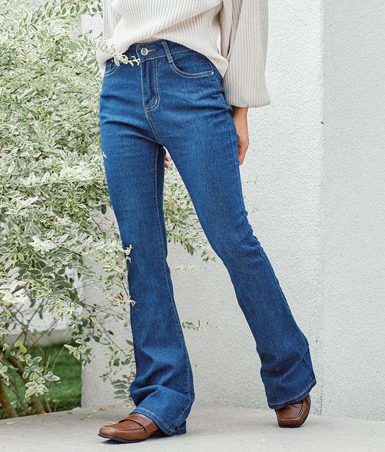 ストレッチ デニム フレアパンツ 552-5814