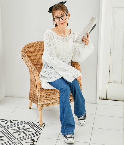 ストレッチ デニム フレアパンツ 552-5814