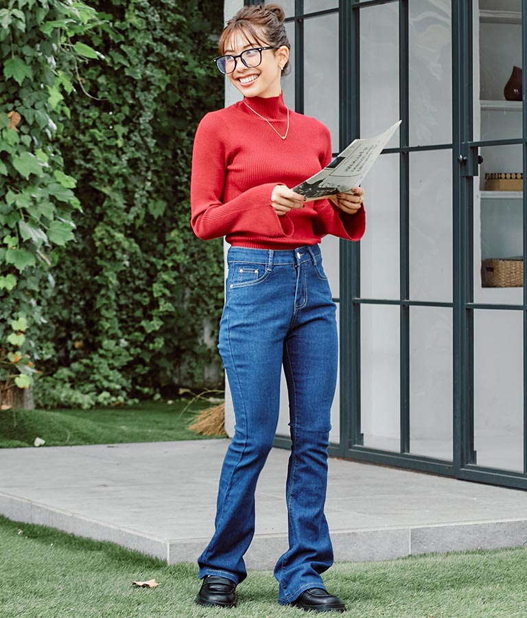 ストレッチ デニム フレアパンツ 552-5814