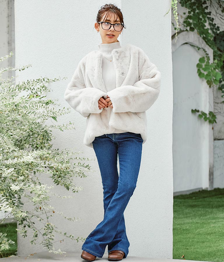 ストレッチ デニム フレアパンツ 552-5814