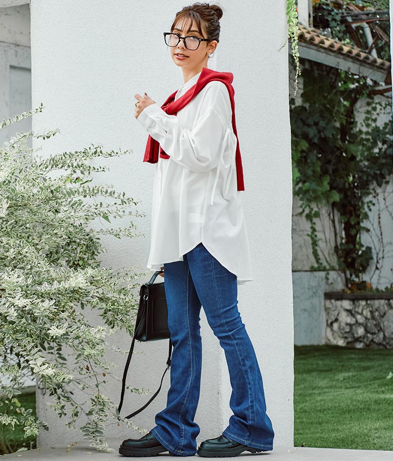 ストレッチ デニム フレアパンツ 552-5814