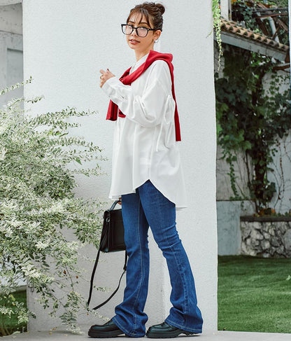 ストレッチ デニム フレアパンツ 552-5814