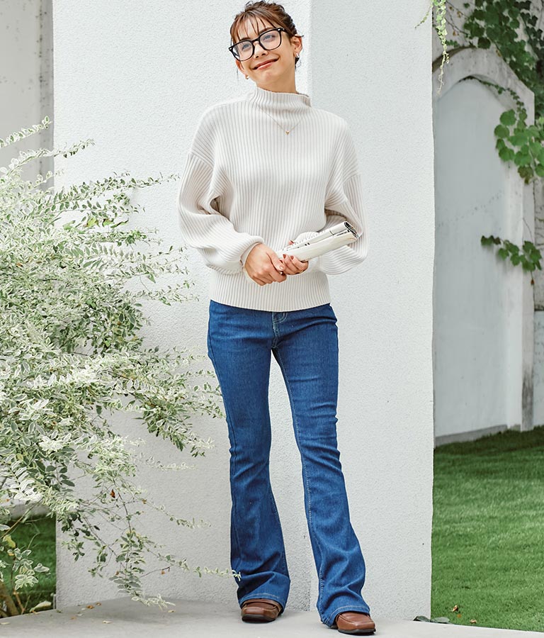 ストレッチ デニム フレアパンツ 552-5814