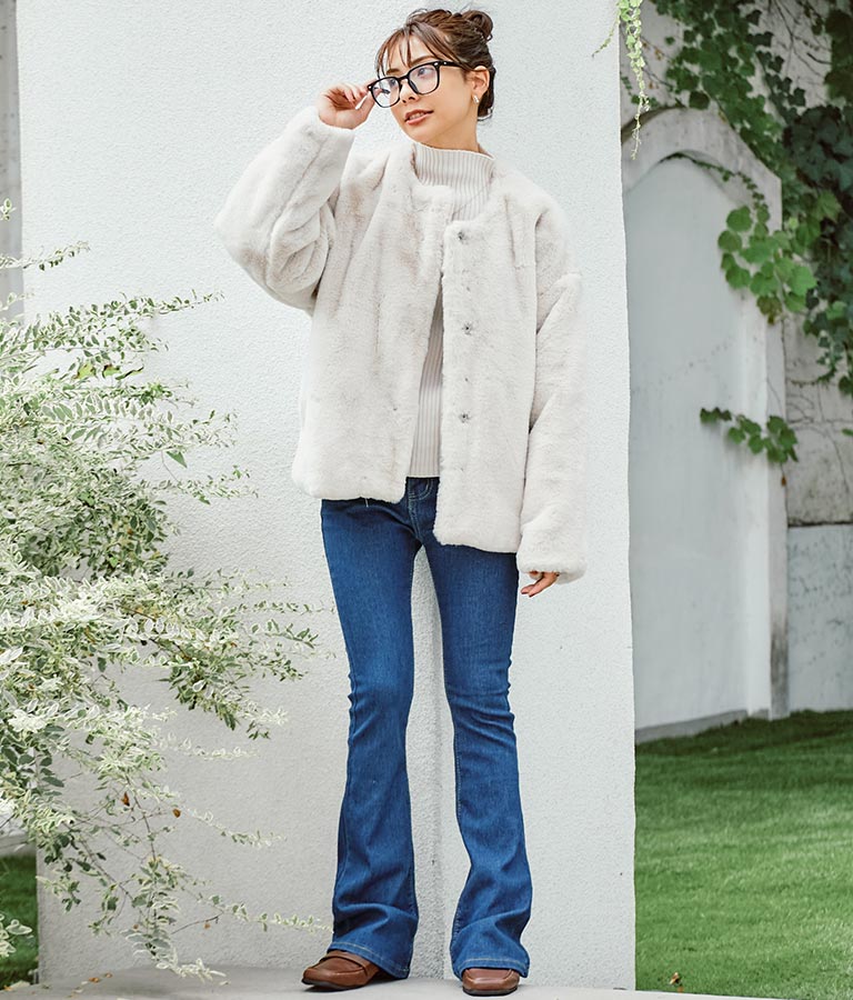 ストレッチ デニム フレアパンツ 552-5814