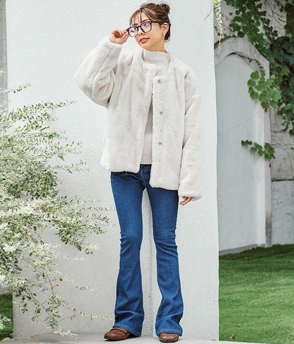 ストレッチ デニム フレアパンツ 552-5814