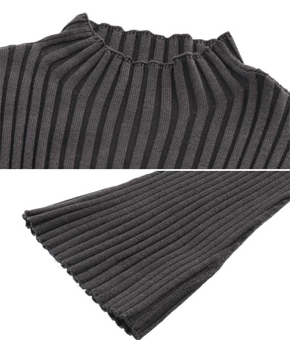 フレアスリーブバックオープンリブニットミニワンピース 157-5437