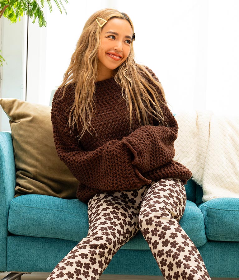 透かしデザイン編ニットトップス 813-6648